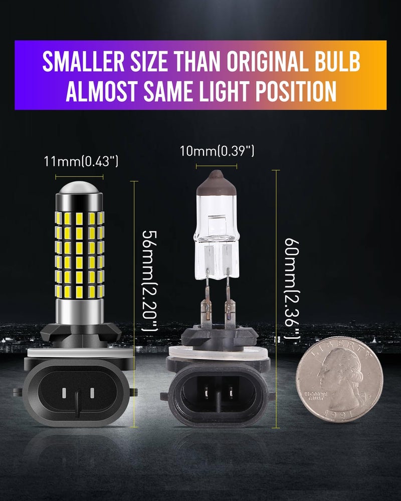 LUYED 881 LED Fog Light Bulb 1800 Lumens Super Bright 3014 78-EX Chipsets 889 894 896 Led Bulbs with Projector for Fog Lights,Xenon White,Pack of 2 - Image 5